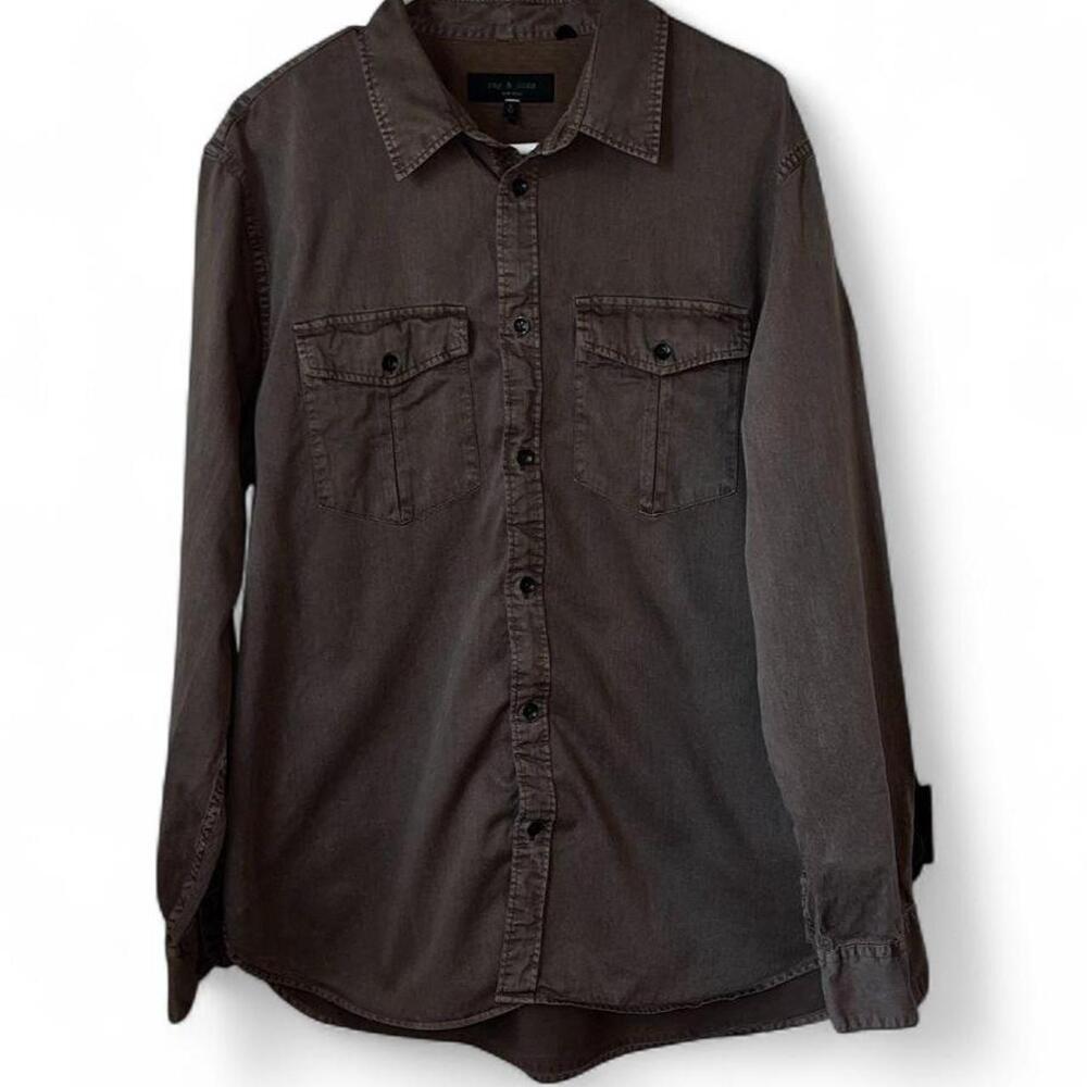 Rag and Bone - Finch Cotton & Lyocell Military Button-Up Shirt - Size XL